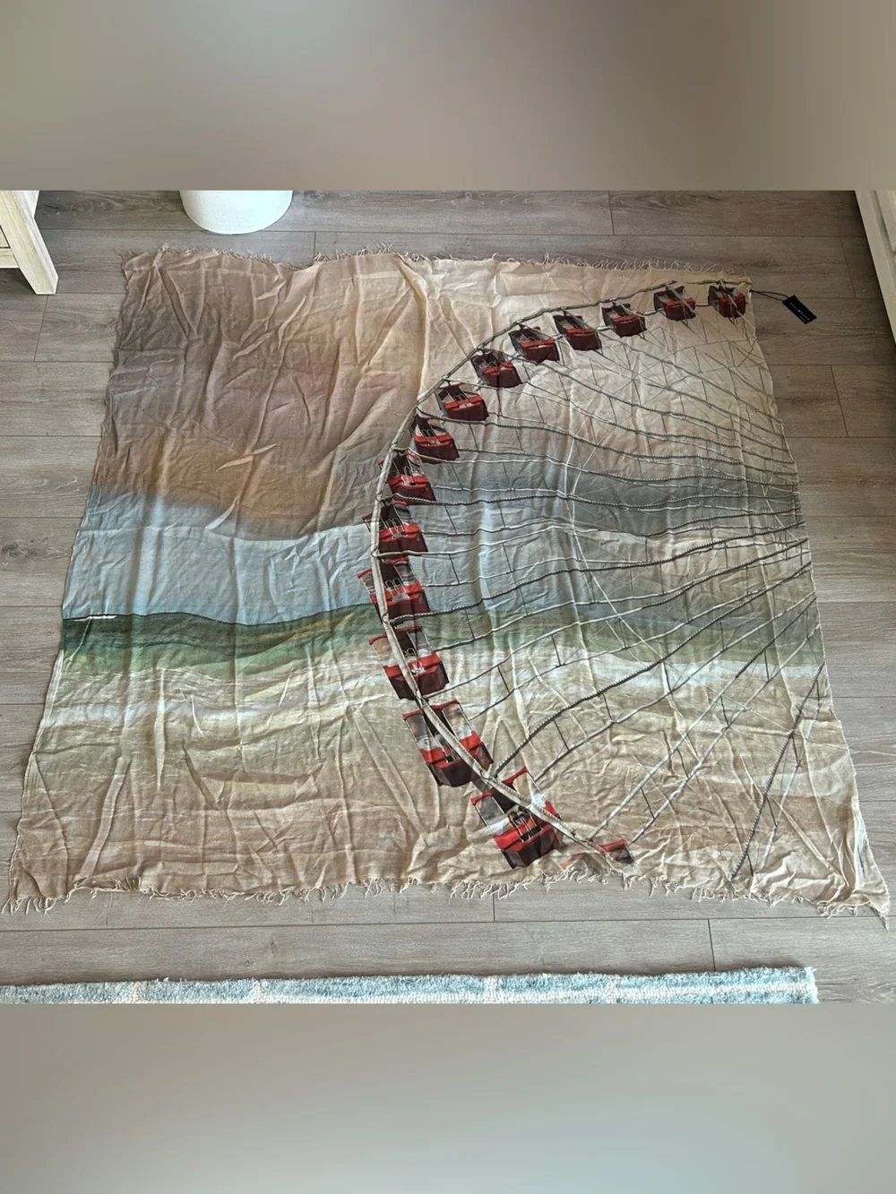 Suzi Roher Cristina Beach Ferris Wheel Modal Silk Oversized Square Scarf NWT